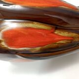 Handmade Orange and Brown Glazed Vallauris Ceramic Vase, France