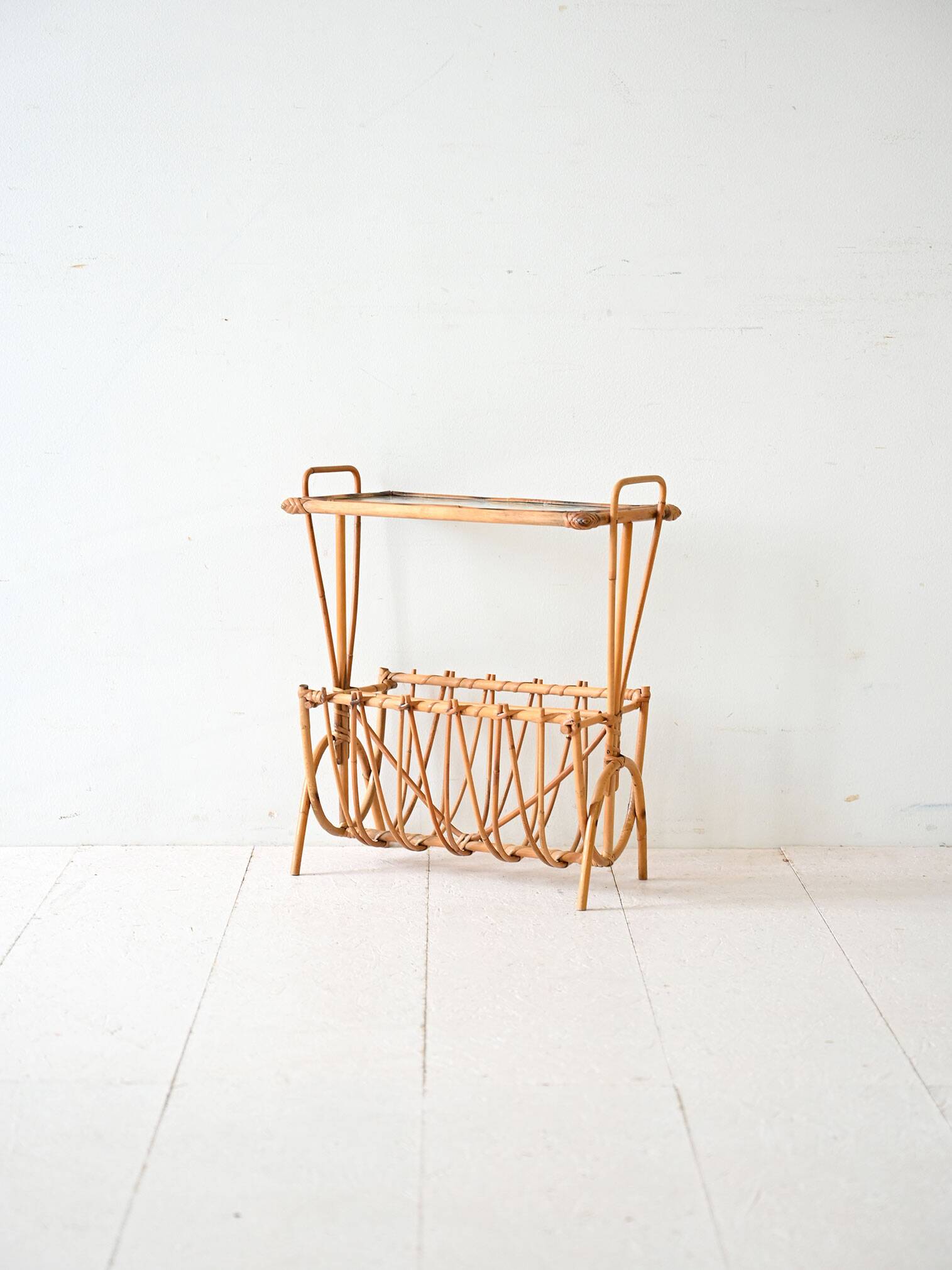 Vintage Swedish Bamboo Magazine Rack