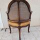 Louis xv office armchair, carved, cane, leather trimmed
