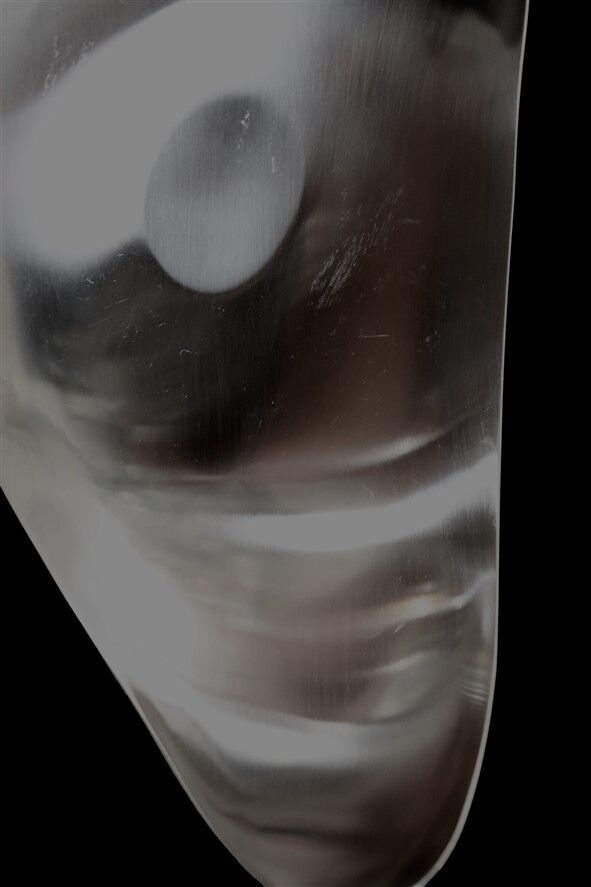“Leaf” bowl / medium size / Helle Damkjær for Georg Jensen / brushed stainless steel / asymmetrical / Danish modern design
