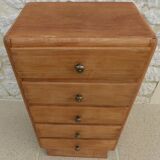 Art Deco 5-drawer chiffonier in solid wood with brass knobs – Fully restored