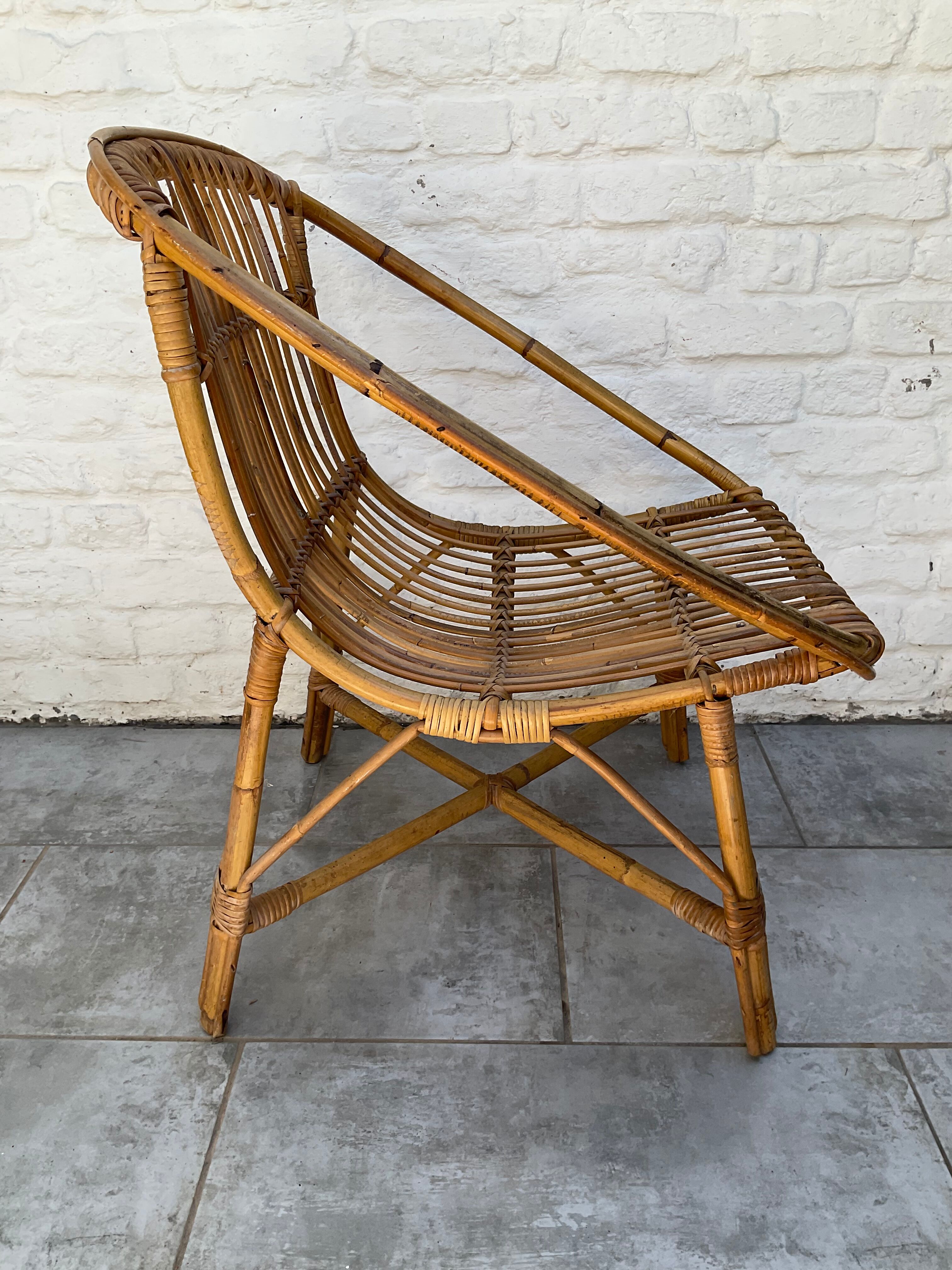 Vintage rattan armchair 60s-70s