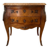 Commode sauteuse style Louis XV en bois et marbre