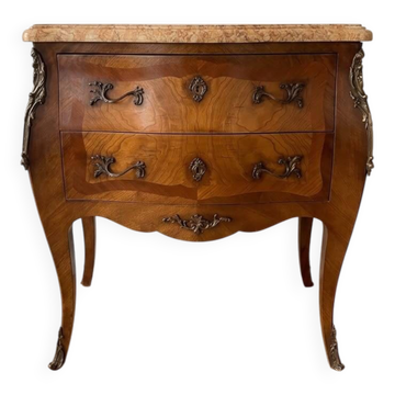 Commode sauteuse style Louis XV en bois et marbre