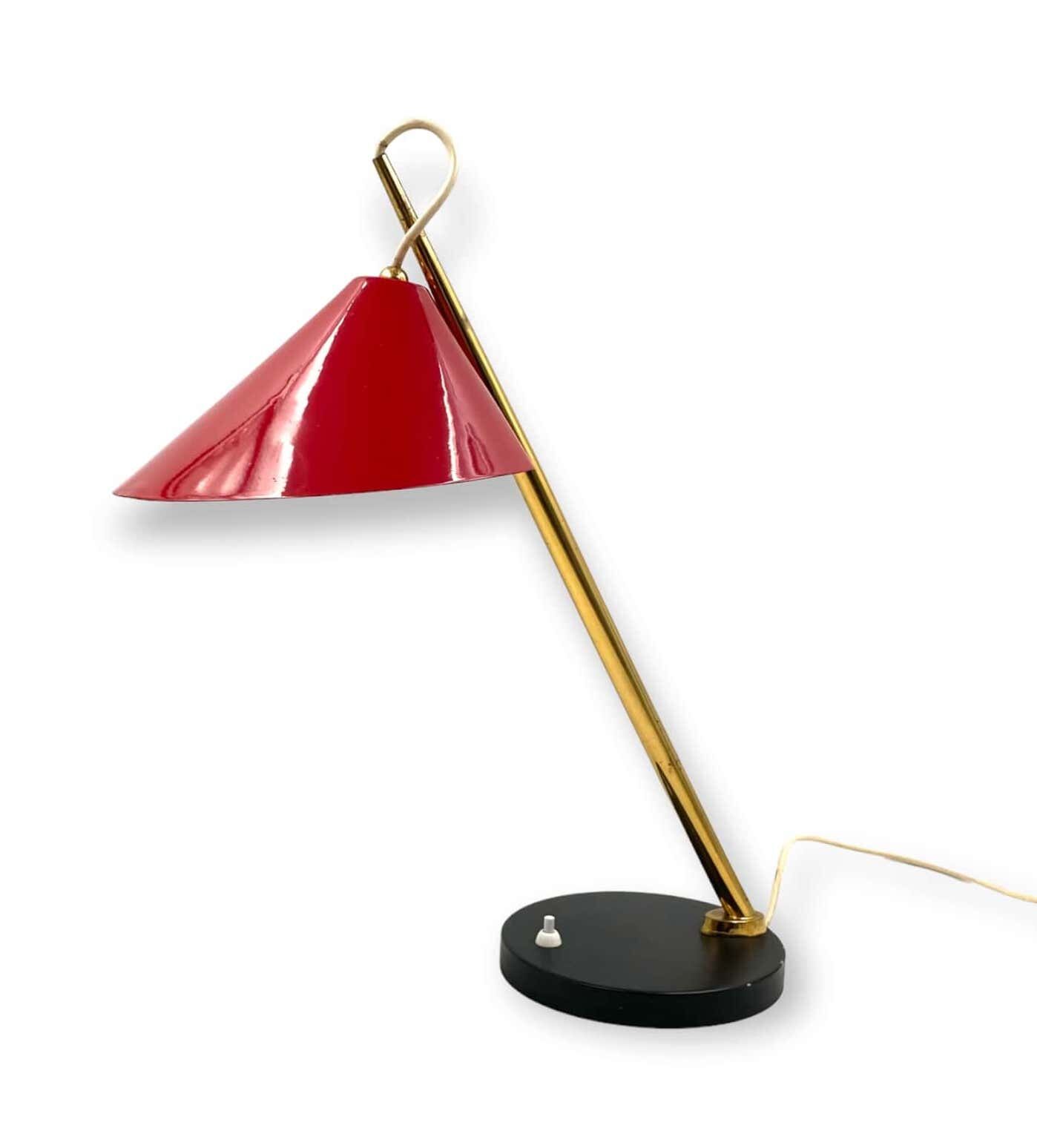 Mid-century red table lamp, Lumen Italy 1960s