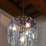 Zero Quattro chandelier, murano blue cut glass, Italy, 1970