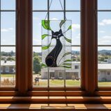 Vitrail chat – Style Tiffany fait main, panneau décoratif mural