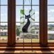 Vitrail chat – Style Tiffany fait main, panneau décoratif mural