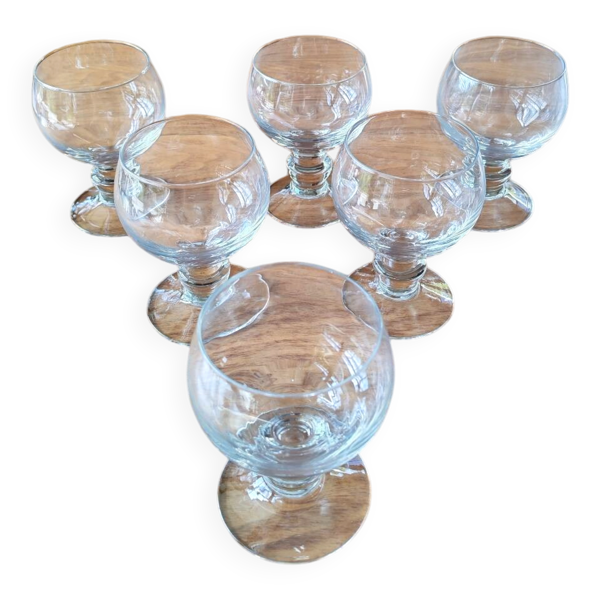 6 verres à pied en cristal années 70