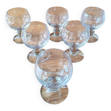 6 verres à pied en cristal années 70