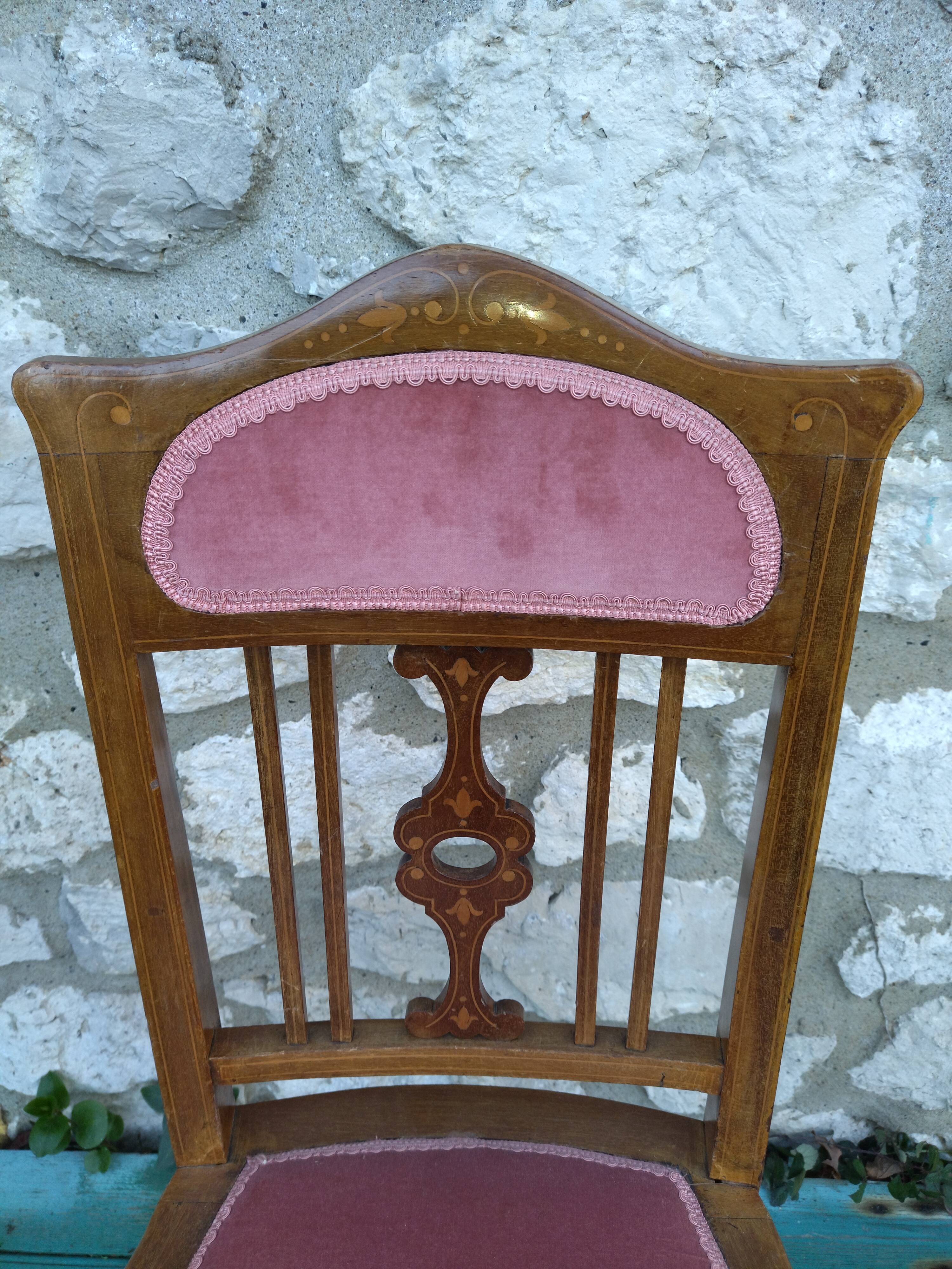 Art-nouveau marquetry chair 1900