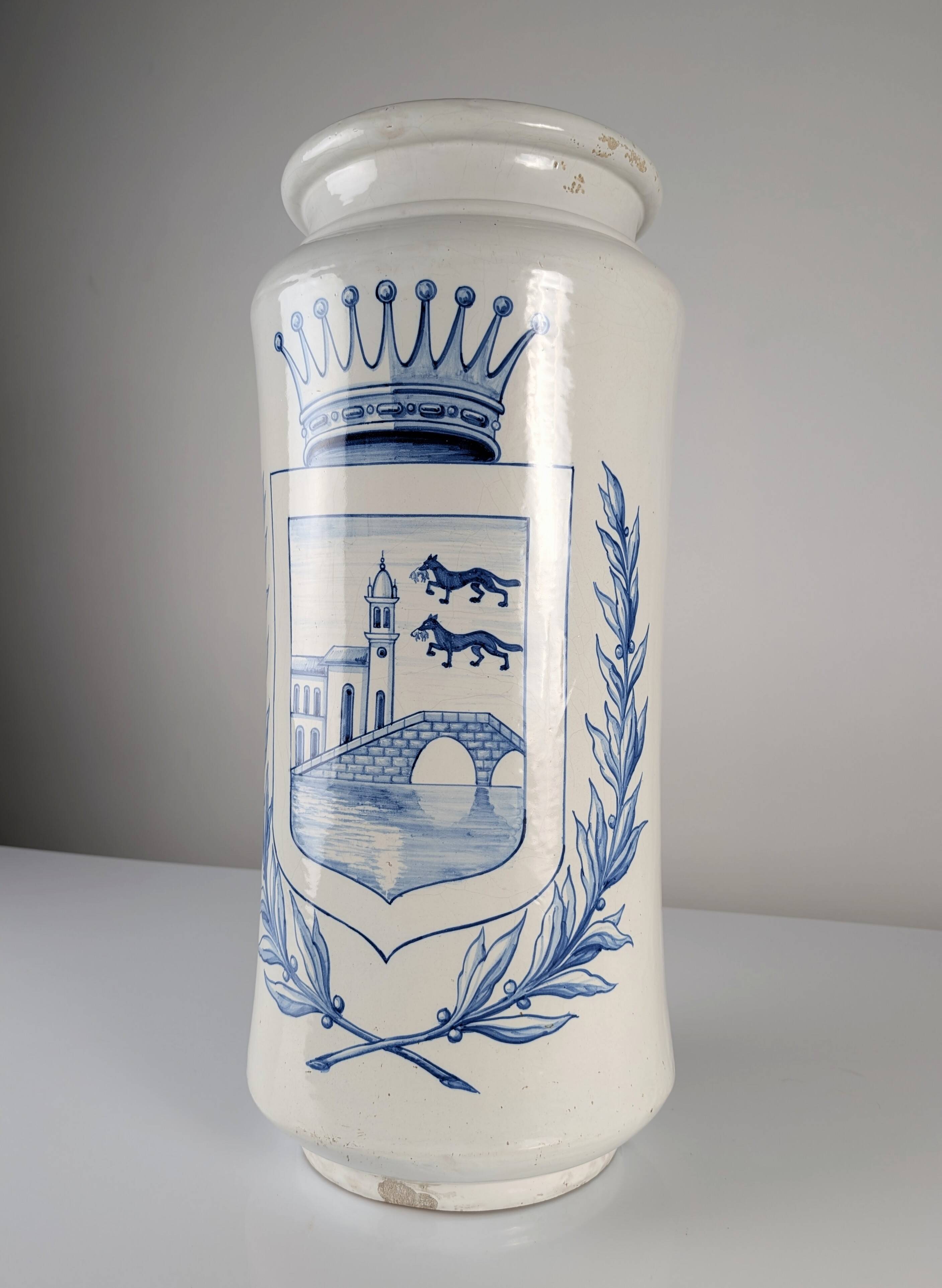 Antique Talavera Ceramic Umbrella and Walking Stick Stand with Bilbao Coat