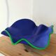 Blue ceramic wavy fruit basket