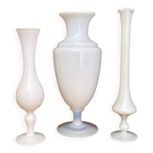 3 vases, soliflores vintage - opaline
