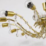 Mid-century floral brass and crystal chandelier by Lobmeyr, 1950s, Austria.