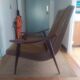 Vintage Boomerang armchair 1950 brown imitation leather