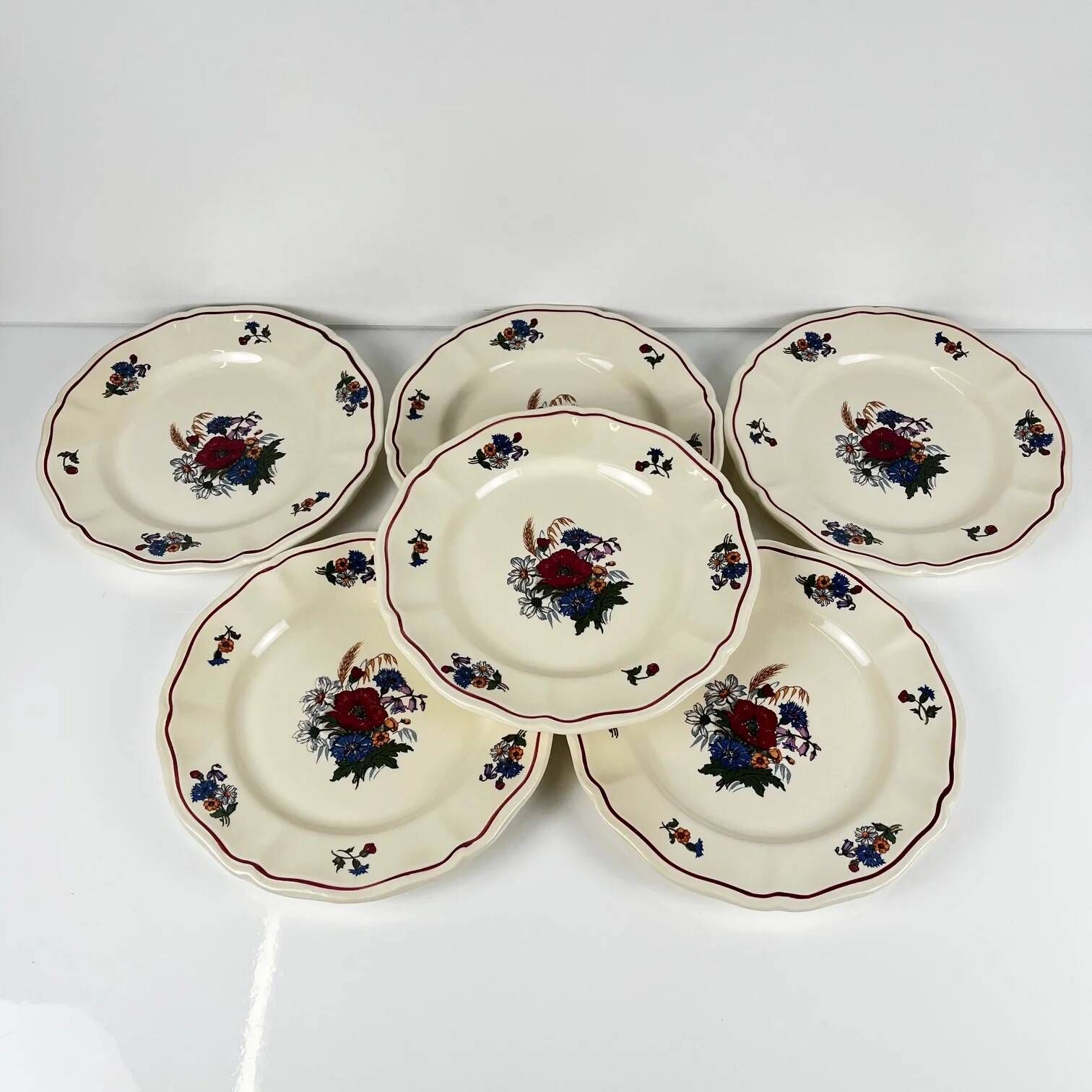 Lot de 6 assiettes à dessert "Agreste" Sarreguemines, XXe s.