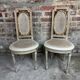 Chaises cannées de style Louis XV patinées gris et doré