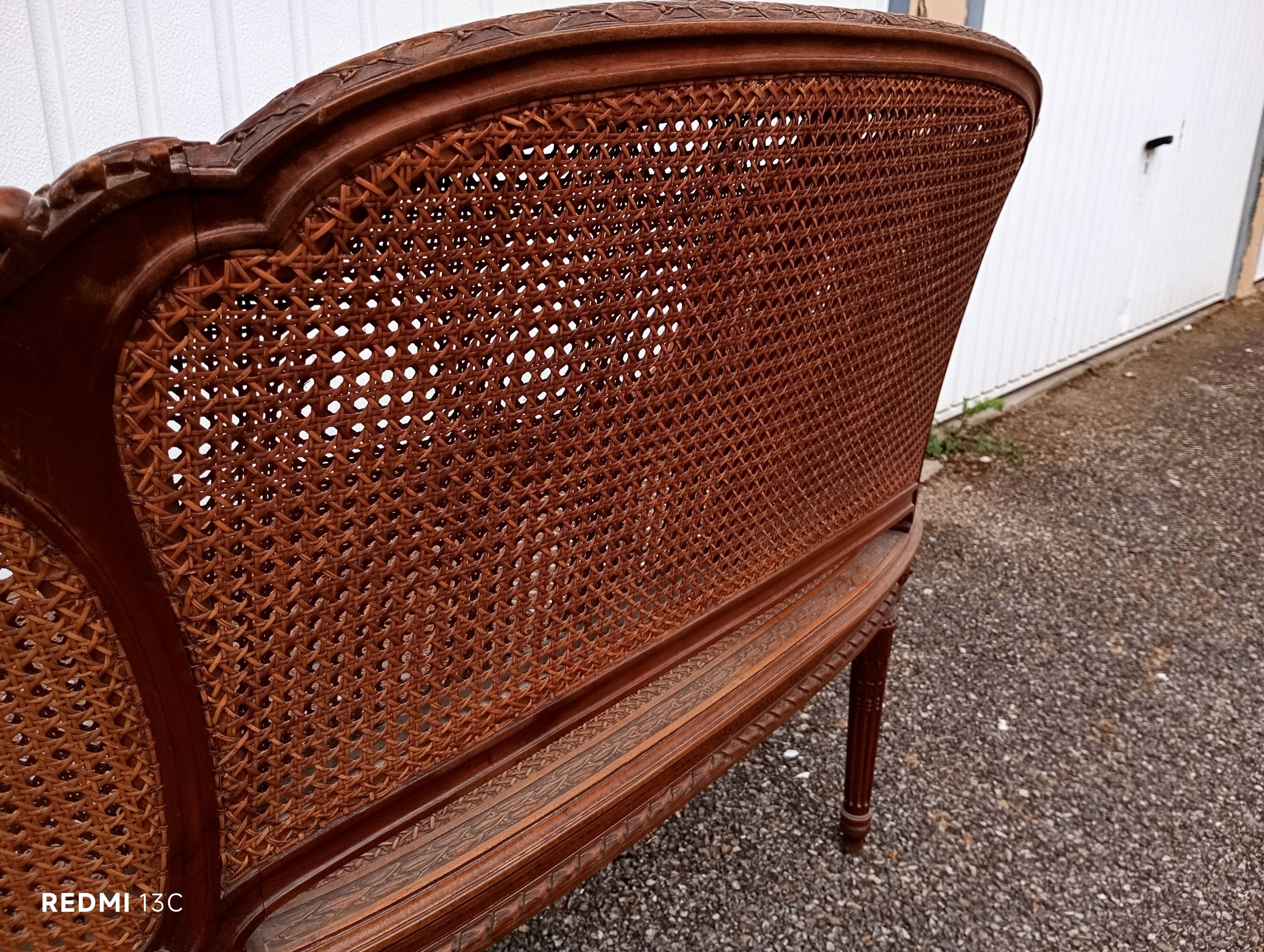 Caned bench in Louis XVI style