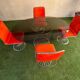 Dining table and 4 chairs in Rinaldi style, fully restored.