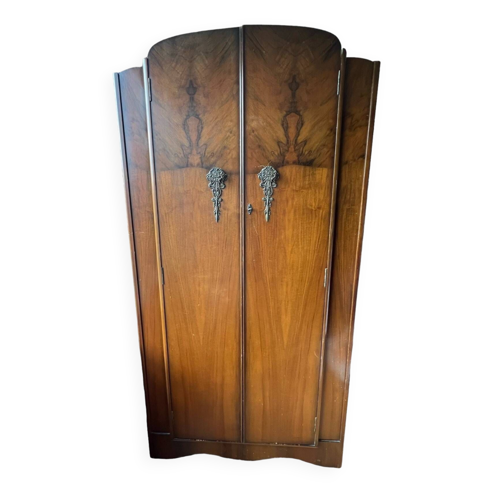 Art deco, English mahogany veneered wardrobe circa 1930