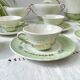 Vintage tea/coffee set in white, green and gold porcelain by SALINS, made in France