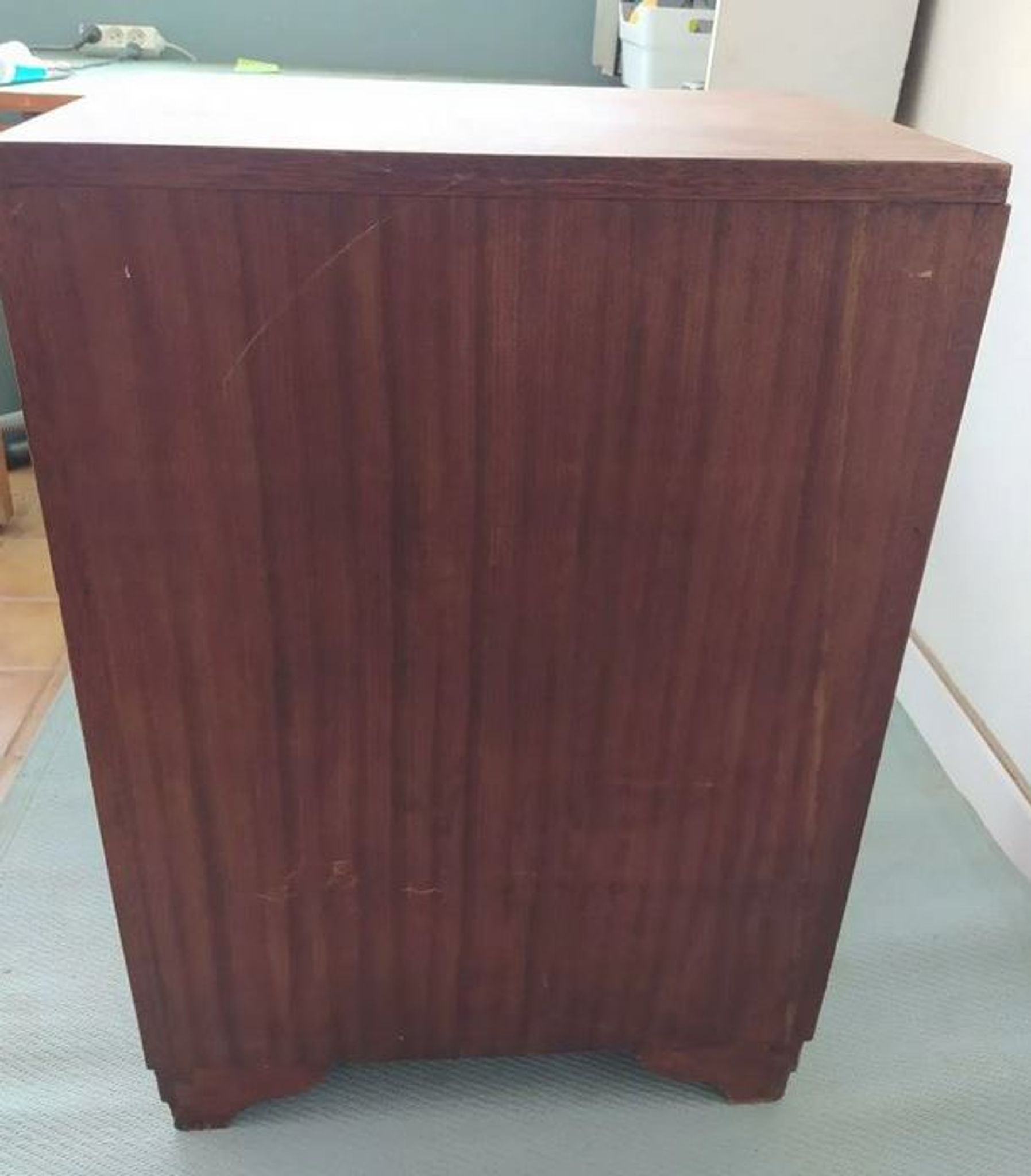 Meuble d'entrée d'appoint console art déco en bois couleur teck et doré