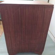 Meuble d'entrée d'appoint console art déco en bois couleur teck et doré