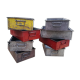 Serie of 8 industrial metal boxes