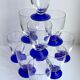 Set of 10 blue foot glasses 60/70
