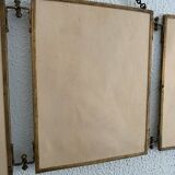 Vintage mirror 1900 triptych barber dressing table brass - 27 x 70 cm