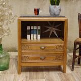Large Art Deco bedside table in light oak
