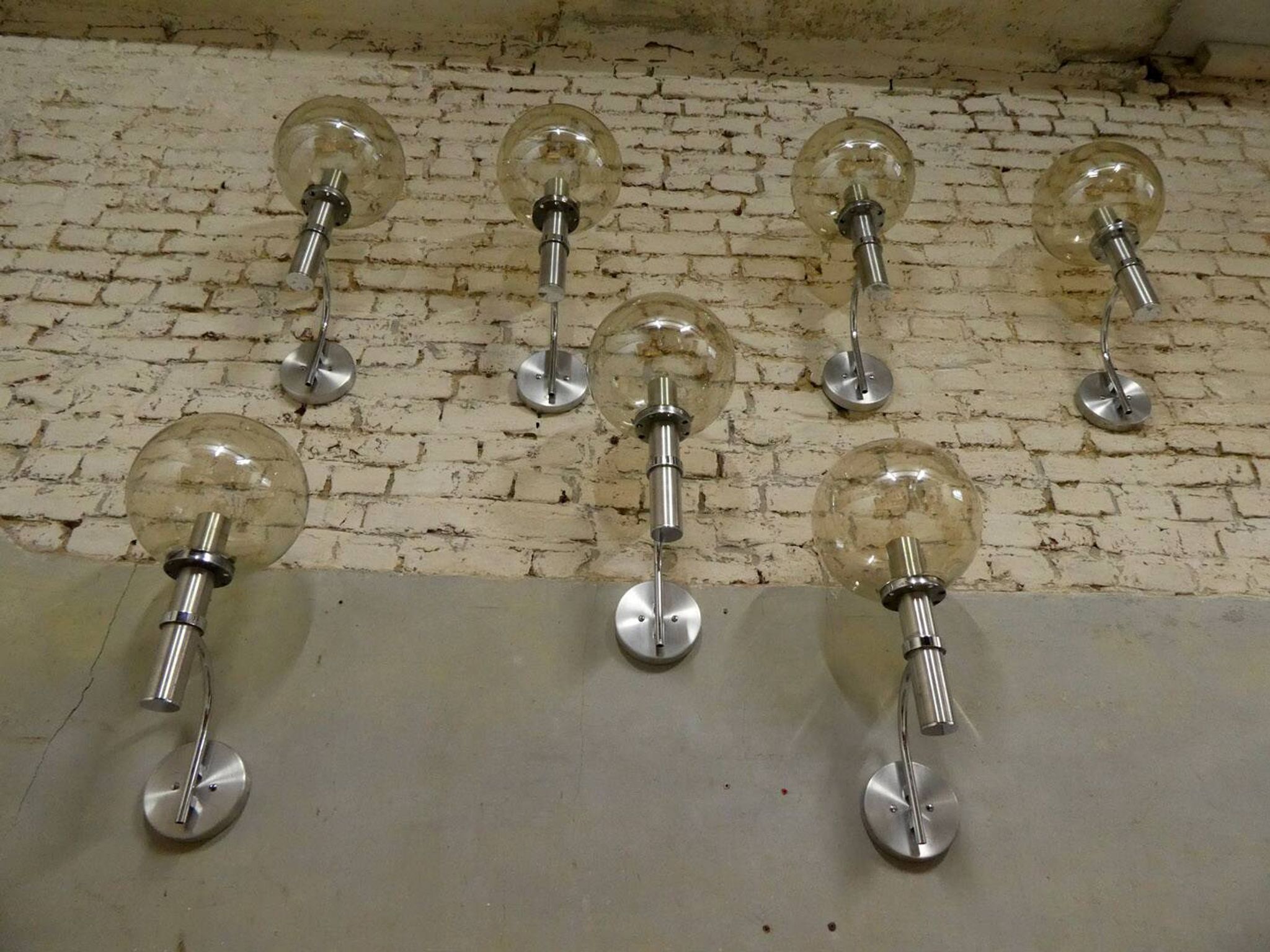chrome & smoked glass wall light, 1970