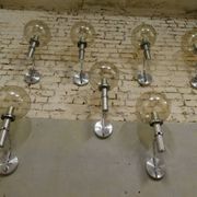 chrome & smoked glass wall light, 1970