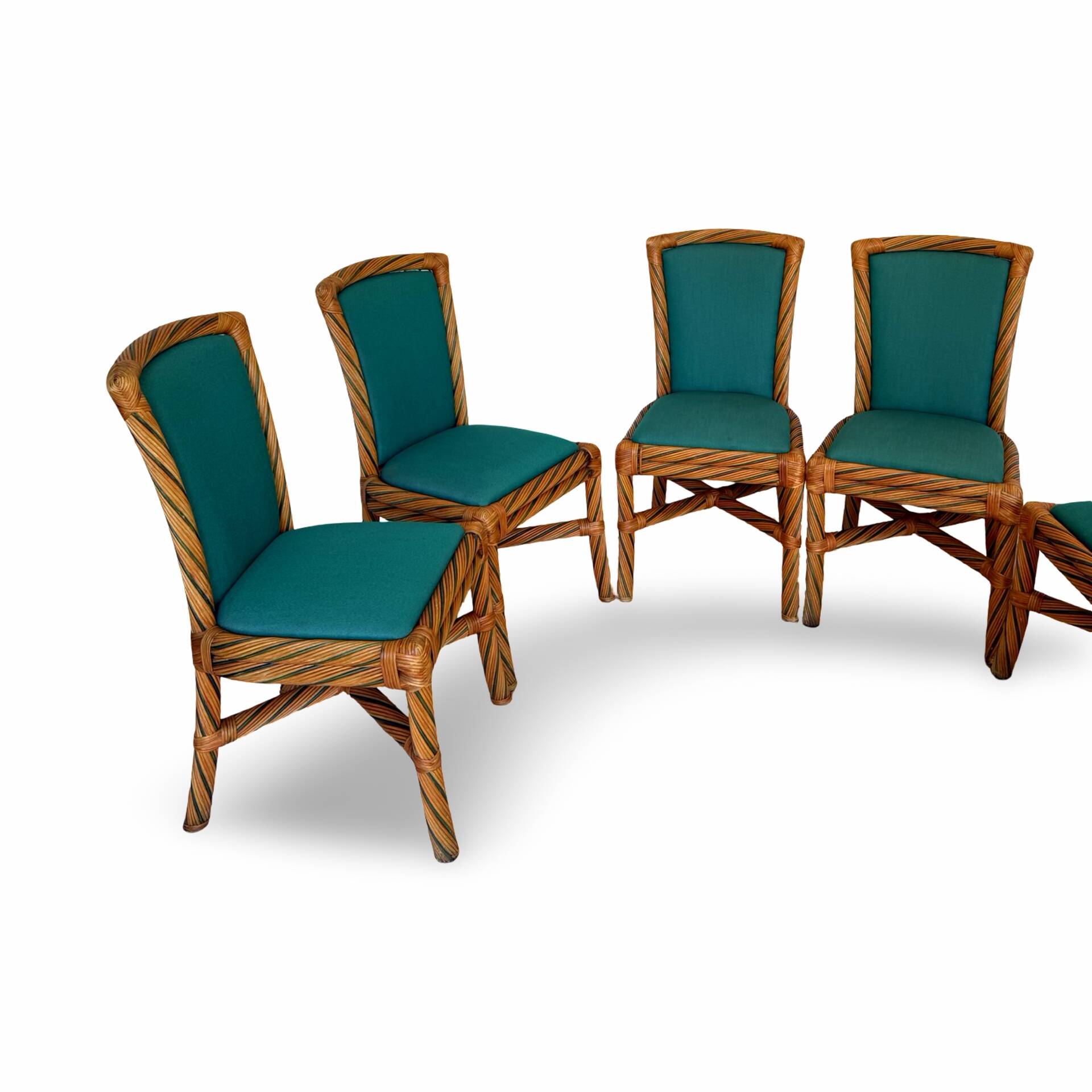 Set of six vintage bamboo and rattan dining chairs
