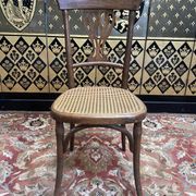 Set of 7 Baumann / Thonet / Fischel caned bistro chairs