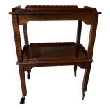 Serving trolley, rolling table with 2 wooden shelves