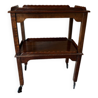 Desserte, table roulante 2 plateaux en bois
