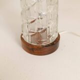 Midcentury table lamps Orrefors teak and glass Sweden