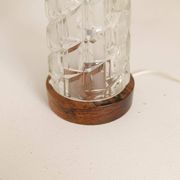 Midcentury table lamps Orrefors teak and glass Sweden