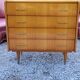 Vintage chest of drawers from the 60s in blond oak 4 drawers conical feet