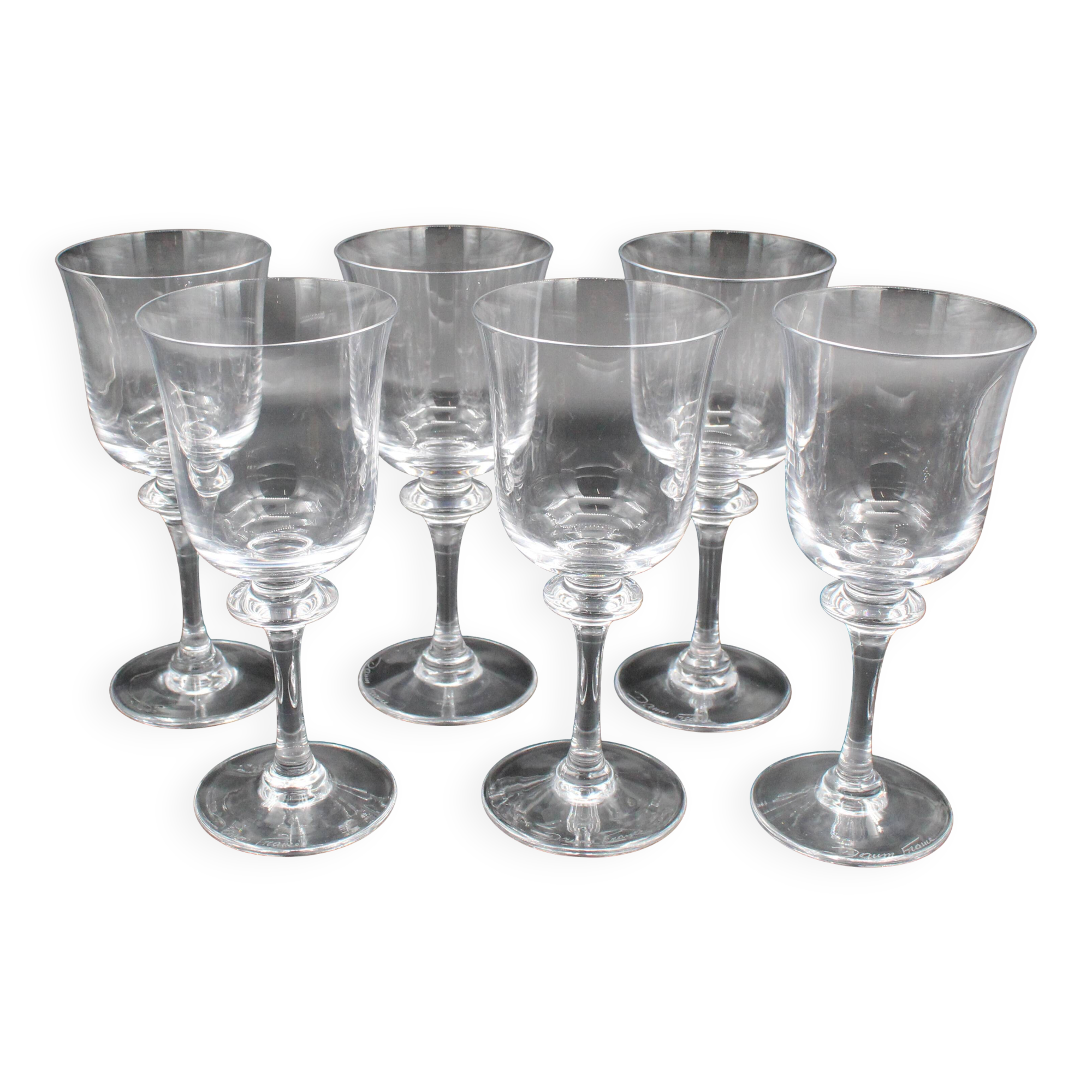 6 wine glasses model Saumur crystal Daum France H = 17 cm