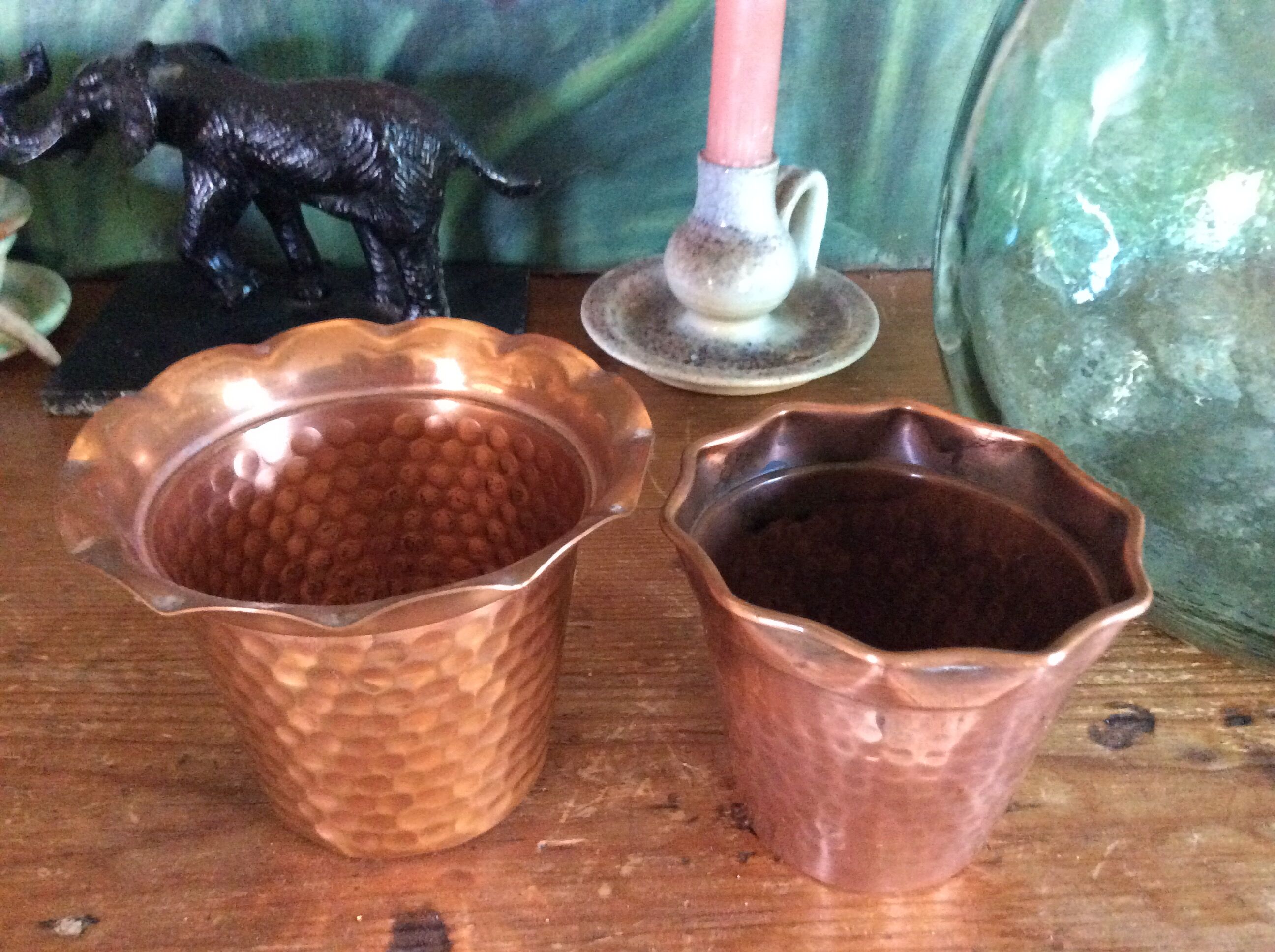 Set de 2 cache pots en cuivre