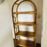 Vintage bamboo rattan shelf bookcase