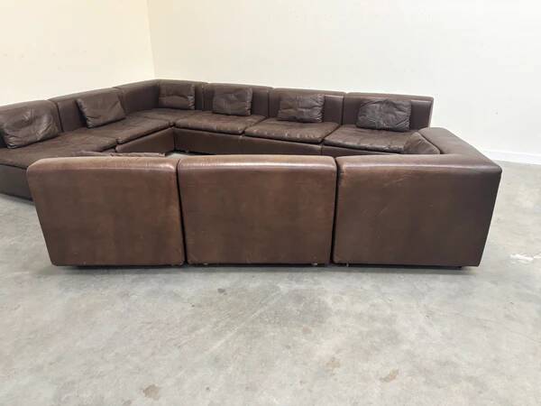 Large leather modular lounge sofa, 1970s