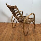 chaise longue italienne vintage en rotin