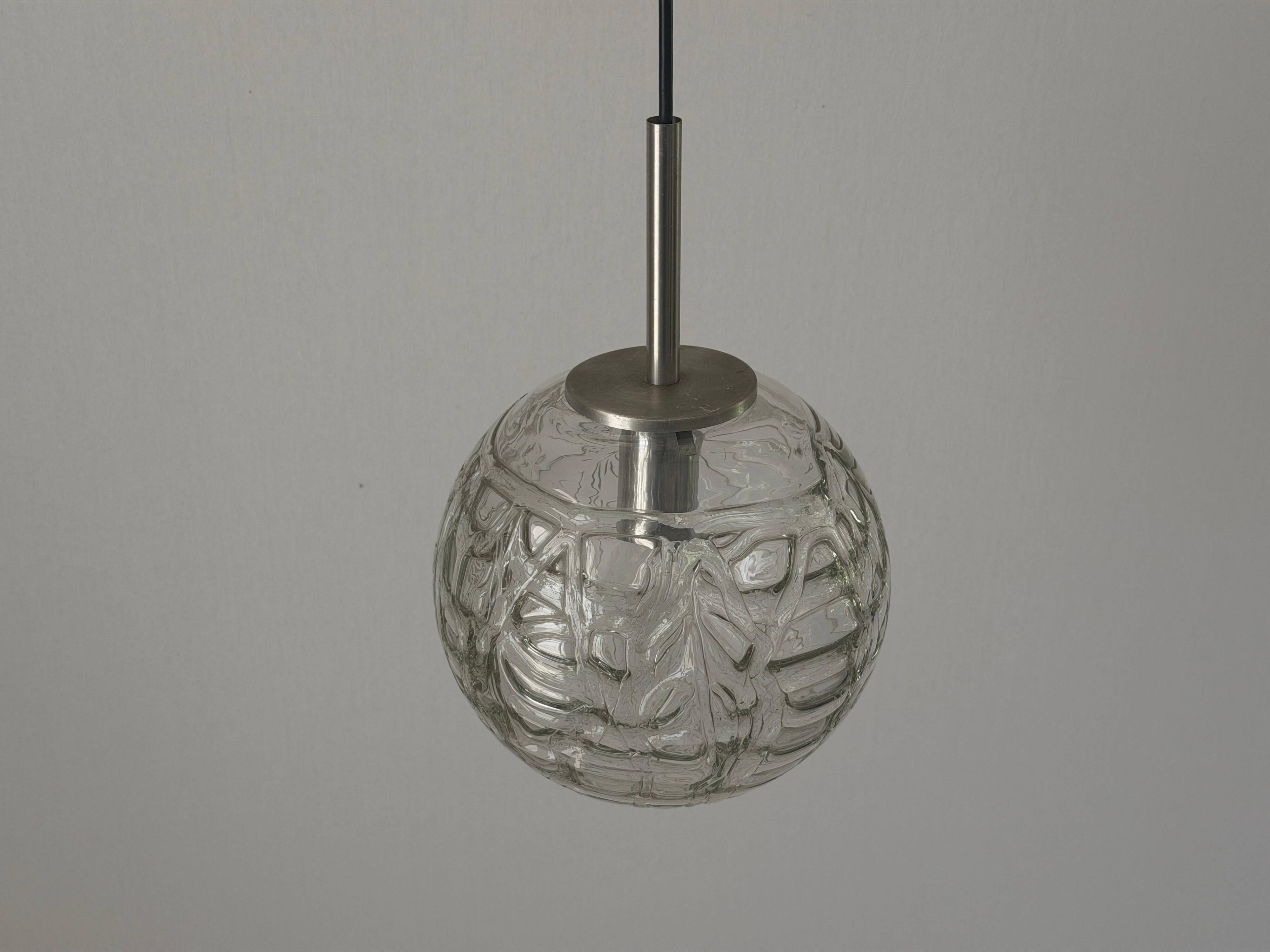 Hanging lamp in hand-blown white glass by Doria Leuchten, 1960s Germany