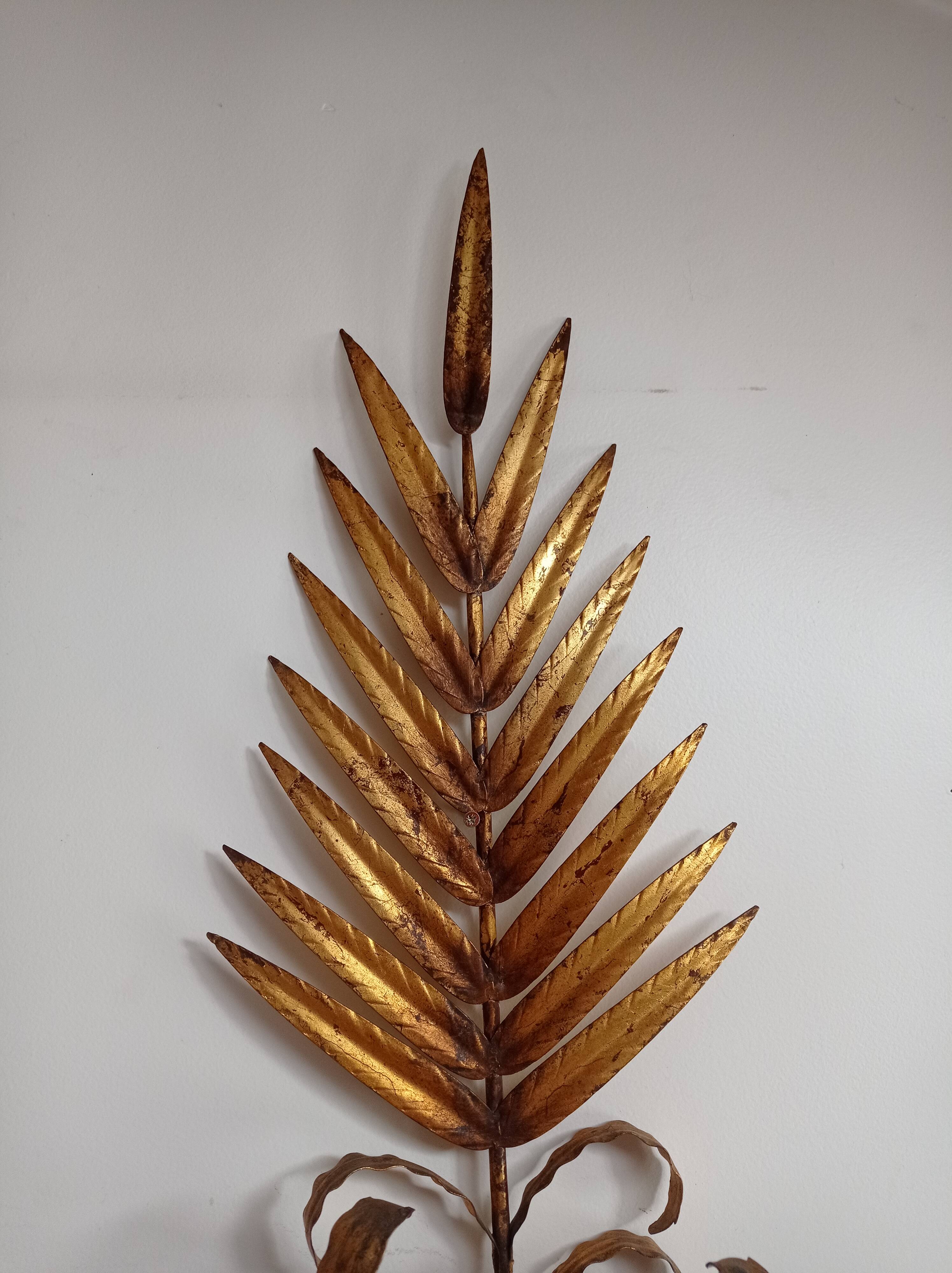 Pair wall lamp 1950 gold metal