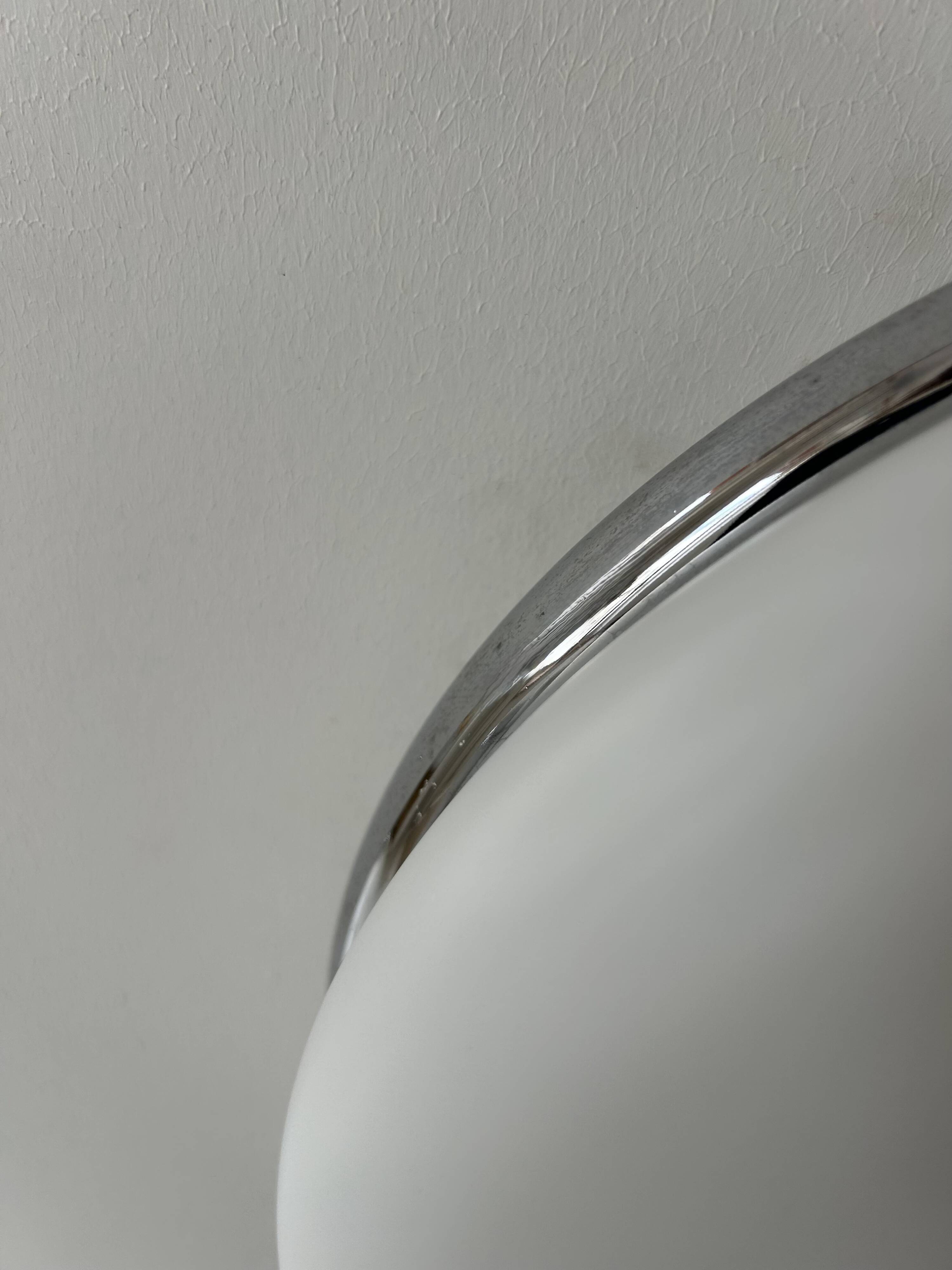 Vintage XL wall light, opaline and chrome, France 1960