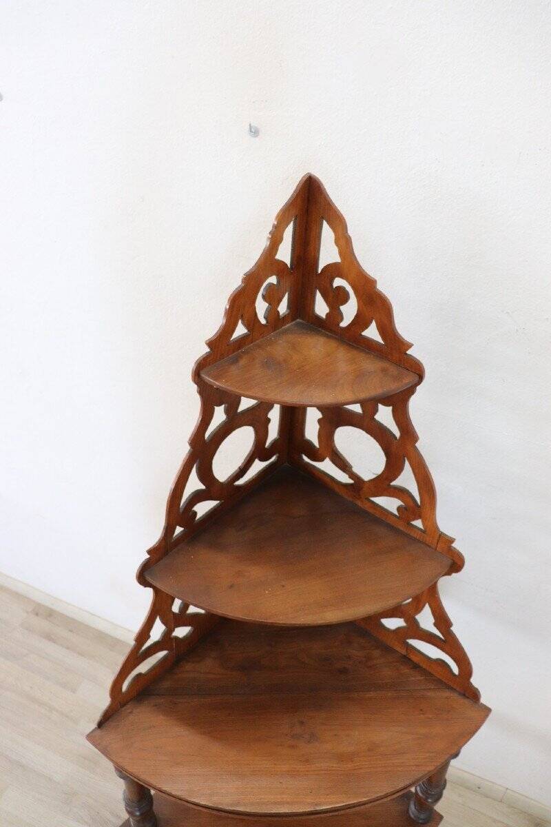 Antique walnut corner shelves 19th century